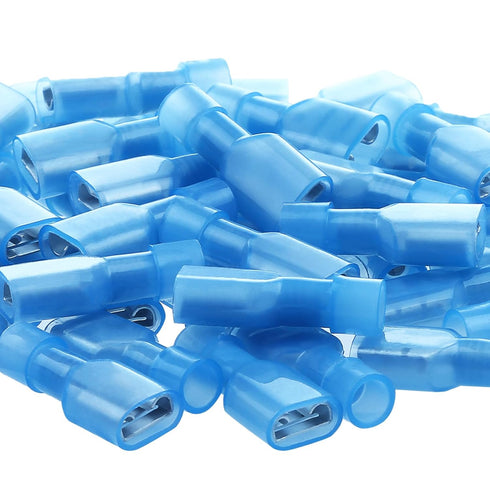 AIRIC Blue Female Spade Connector 16-14 AWG, 100 pcs Nylon Electrical Crimps for Automotive Wiring