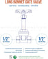 Everflow Supplies 44122-NL 1/2" Long Bonnet Gate Valve with Female Threaded IPS Connections