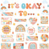 Mental Health Posters, Groovy It's Okay to Boho Bulletin Board Set, Inspirational Positive Affirmations for Classroom