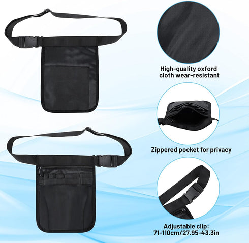 Tucnoeu Pack Server Waist Pouch, Black Restaurant Bar Waiter Waist Tool Pouch Bag with Adjustable Belt, Utility Server