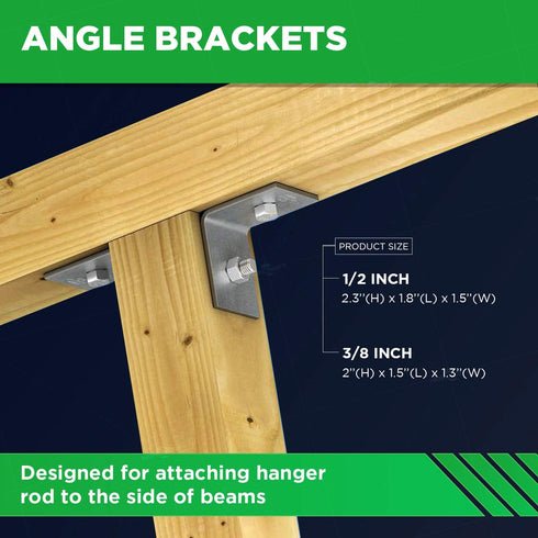 DBC-H38-10 3/8 250 lbs; 10 Pack Highcraft Heavy Duty Shelf Brackets; L Corner Brace for in. Diameter Bolt or Threaded