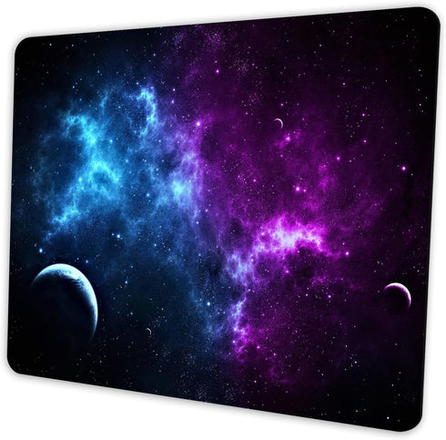 Galaxy Mouse Pad - Personalized Blue and Purple Nebula Design with Anti-Slip Rubber Base, 9.5 x 7.9 inch