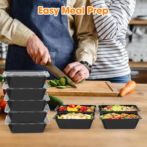 50 pack (100 25oz pieces) meal prep containers, reusable, easy to open with lid, food safe, suitable for microwave