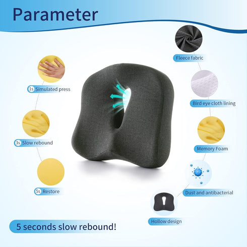 Tailbone Memory Foam Seat Chair Cushion for Relieves Back Sciatica Pain Pain Coccyx Degenerating Disc Orthopedic