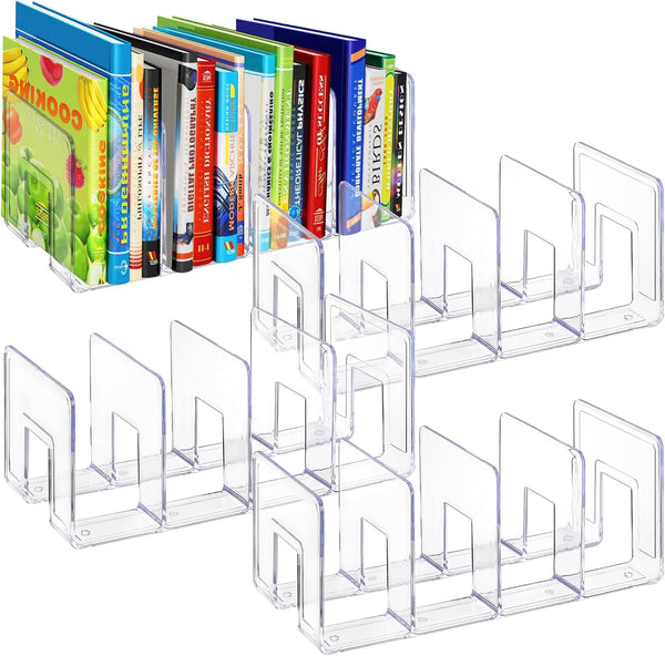 Lawei 4 Pack Acrylic File Sorter, 4-Section Clear Desktop File Folder Holder Organizer for Books, Envelopes, Mail,