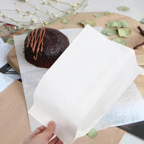 25pcs 10x5 Inch Packaging Baluue White Kraft Paper Greaseproof Bread Bags with Seal, Parchment Sandwich and Cookie