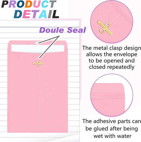 Geyee 100 Pcs 6 x 9 inch Clasp Envelopes, Manilla Gummed Mailing Envelopes for Home Office Business