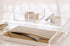 RUSSELL+HAZEL Acrylic Bloc Tape Dispenser, Clear, 4” x 4” x 1.5”, Gold, (32025)