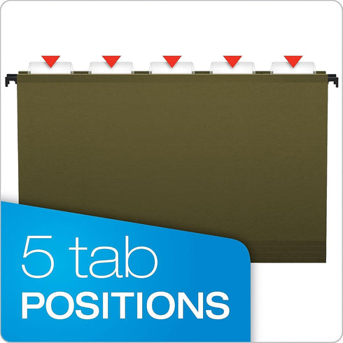 Pendaflex SureHook Reinforced Hanging File Folders, Legal Size, Standard Green, 20/BX (6153 1/5)