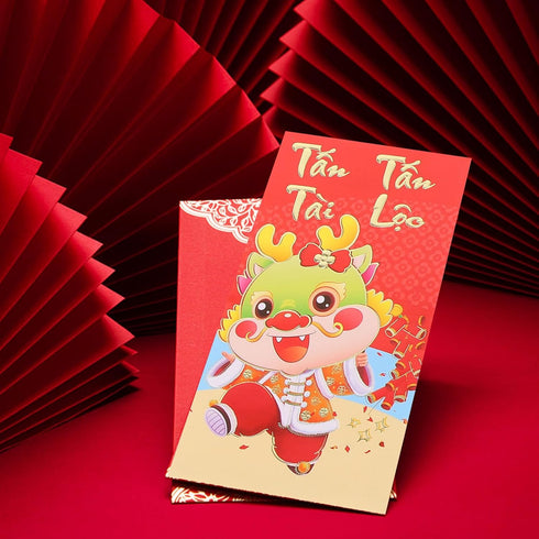 KALLORY 36pcs Vietnamese Red Envelope, Cartoon Red Envelopes for Dragon Year 2024, New Year Money Bag & Pouch
