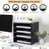 PAG Mail Sorter Organizer, Wood Countertop Literature Organizer, 4 Compartments for Office Supplies, Desktop File
