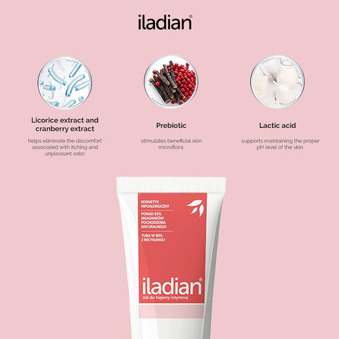 Iladian 180ml Intimate Hygiene Gel - Gentle Daily Care for Sensitive Areas - Maintains Proper pH, Soothes Irritation