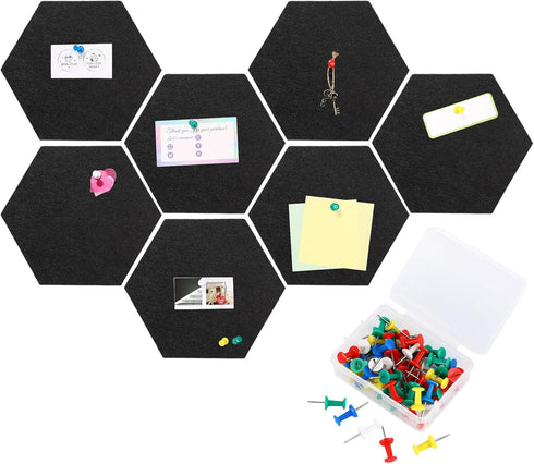 Ctosree 12 Pcs Felt Bulletin Board Tiles 5.9 x 7 Inch with Self Adhesive Backing and 50 Push Pins for Decor