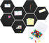 Ctosree 12 Pcs Felt Bulletin Board Tiles 5.9 x 7 Inch with Self Adhesive Backing and 50 Push Pins for Decor