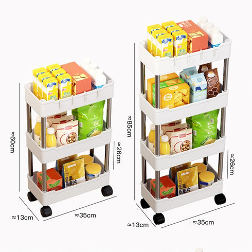 4-Layers Storage Rack Multi-functional Storage Cart Utility Rolling Storage Cart Trolley with Lockable Wheels Large