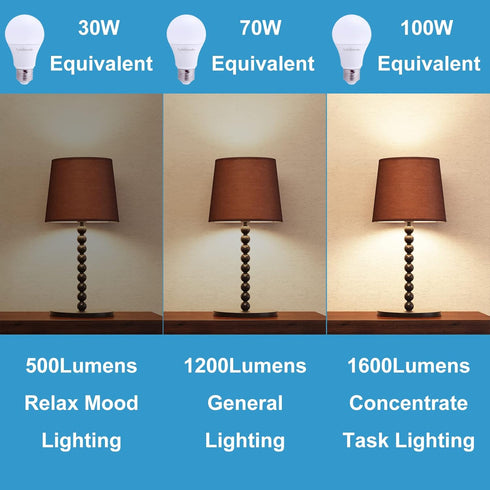 3-Way Light Bulbs 30 70 100 Watt Equivalent, Standard A19 Indoor LED Bulb Warm White 3000K, 2 Pack