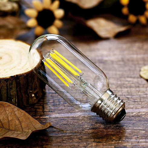 YFXRLIGHT Dimmable T45 Bulb,2700K White,6W Bulbs,60 E26 Base,550Lm,Pack 6 LED Edison Warm Antique Tubular LED Filament