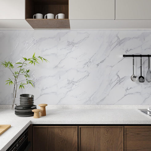 VaryPaper Matte Grey White Marble Contact Paper, 15.7''x78.7'', Peel and Stick Waterproof Vinyl Wrap for Countertops