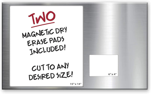 Essentially Yours Magnet and Message Board, Large 30 x 14 x 0.7 Inch Steel Bulletin Board, 2 Magnetic Dry Erase Pads