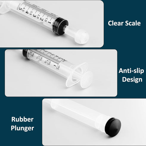 5ml/cc Liquid Measuring Syringe with Caps, Individually Pack of 10 for Scientific Labs, Feeding