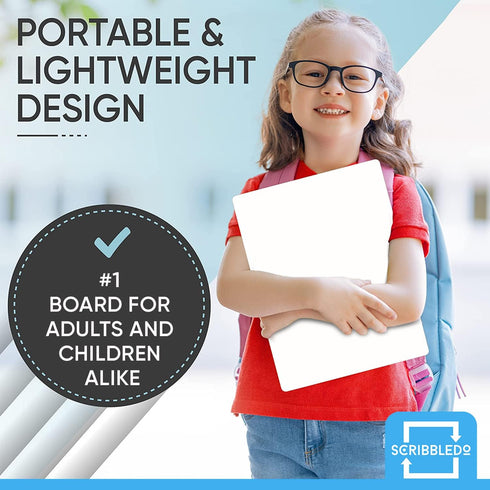 Scribbledo 11"x14” White Board, Mini Double Sided Dry Erase Board, Handheld Personal Whiteboards for Students, Small