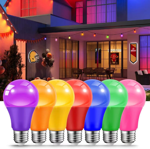 Purple Light Bulbs for Outdoor Porch, 9W(60W Equivalent) E26 Base LED Purple Bulb for Halloween Christmas Wedding,Party,Bar,Holiday Lighting,Home Decor, 2-Pack by JAHEKS