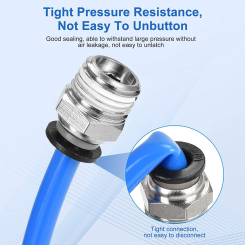 10 Pcs Push to Connect Fittings, 1/4 Inch Tube OD x 1/4 Inch NPT Thread, Pneumatic Male Straight Quick Connect