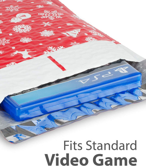 Fosmon #0 Christmas Poly Bubble Mailer 6.5 x 10 inches (5 Pack) - Lightweight Water/Dust/Shock/Tear Resistant Padded
