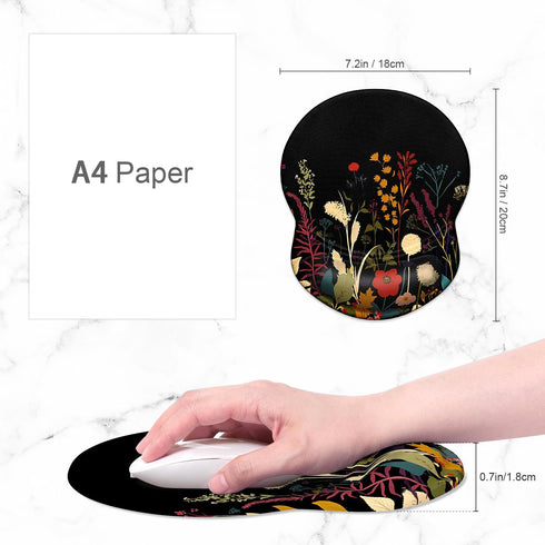 ITNRSIIET Ergonomic Mouse Pad with Gel Wrist Support, Non-Slip PU Base, 8.7 x 7.2 in, Pretty Flowers