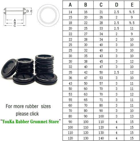 1-3/8 in Rubber Grommets for Wiring, Double-Sided Rubber Plugs for Round Holes, 10 Pcs
