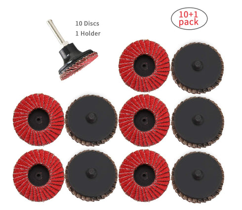 2 Inch Flap Disc 80 Grit, Surface Conditioning Disc with Quick Change Connection, 10+1 Pack