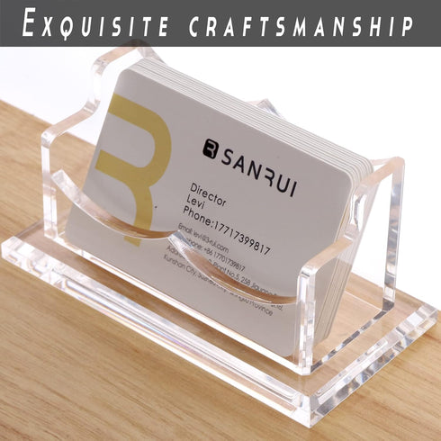 SANRUI Clear Horizontal Business Card Holder Stand, Acrylic Display Rack for Desk, 1 Tier, 60 Card Capacity