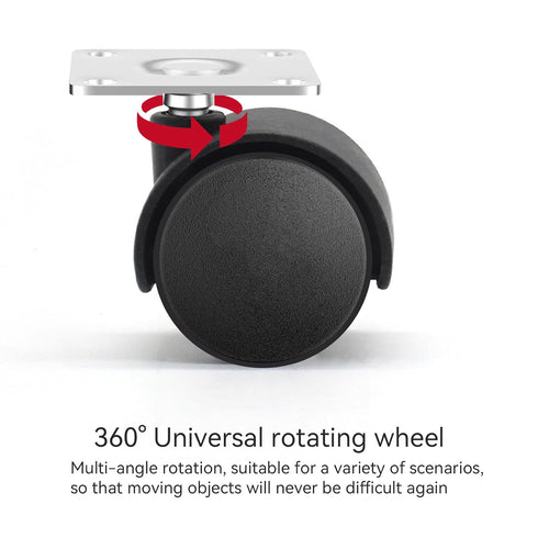 5pcs 1-inch Furniture Casters, Black Nylon Plastic Small Swivel Wheels with Screws