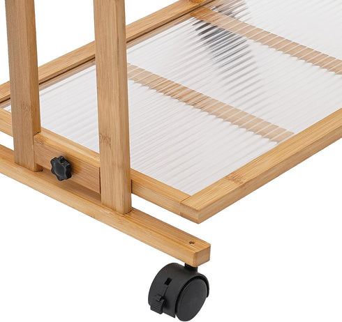 jyjoETPOF 2-Tier Bamboo Rolling Cart,Multipurpose Heavy Duty Cart,Multipurpose Storage Rack,Utility Cart,High Capacity