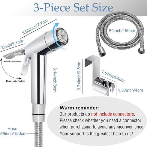 Set, 3 Set Handheld Bidet Sprayer Toilet Bathroom with Wall Bracket Hose Closestool, Squatting Pan, Water Flower, Floor