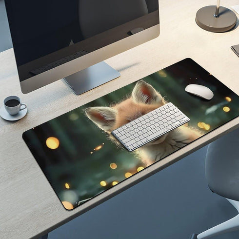 KRECDKQ 40x90cm Fox Baby Forest Night Lights Large Mouse Pad Gaming Mousepad Desk Pad for Keyboard and Mouse Mat