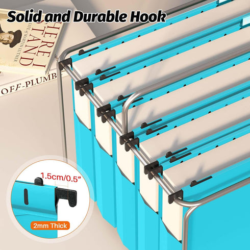 Extra Capacity Plastic Hanging File Folders, 12 Pack Heavy Duty 2 Inch Expansion, Letter Size Accordion Pocket