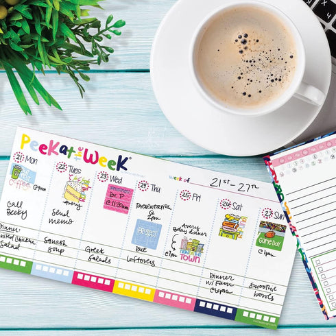 Mini Peek at the Week Planner Pad, Undated 52-week Daily Notepad, Tear-Off Pages, Priority Lists, Checklist Backer
