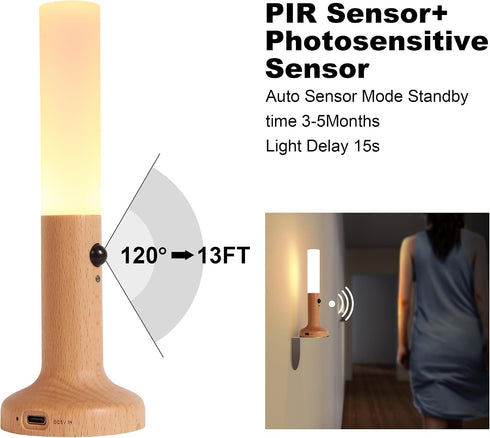 Generic 2, Motion Sensor Night Lights Gen Magnet Body Sensor Light, Rechargeable LED Light Portable Stairway, Wooden
