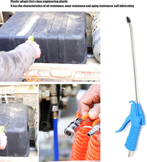 Air Blow Gun with 10" Long Angled Nozzle, Industrial Air Compressor Accessories Cleaning Tool