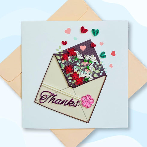 Quilling Cards, Thank You Card, Grateful Thankful Card Flower for Him, Her, Friend, Boss, Mom, Dad with Thank you