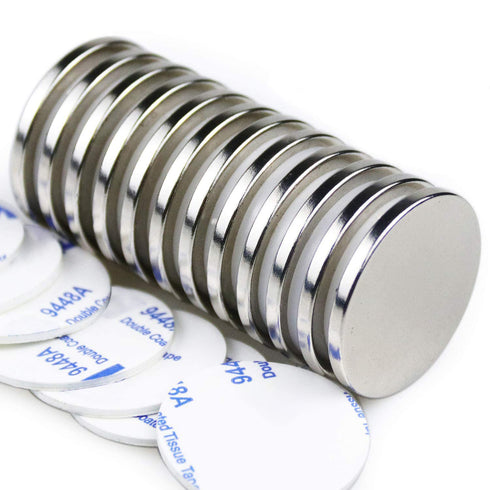 LOVIMAG Strong Neodymium Disc Magnets, Rare Earth with Double-Sided Adhesive, 1.26 inch x 1/8 inch, Pack of 12
