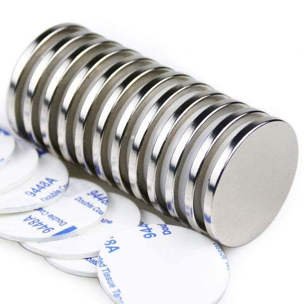 LOVIMAG Strong Neodymium Disc Magnets, Rare Earth with Double-Sided Adhesive, 1.26 inch x 1/8 inch, Pack of 12