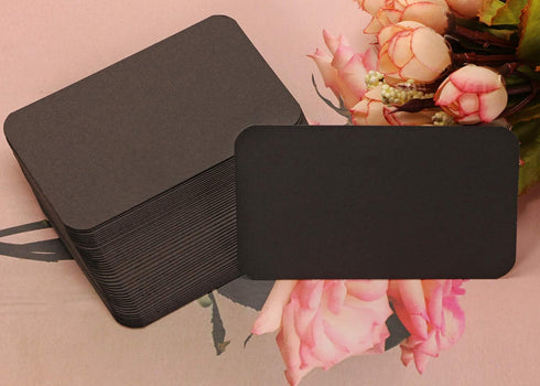 Tupalizy 100PCS Black Small Blank Paper Message Note Business Cards Double-Sided Mini Greeting Vocabulary Word Flash