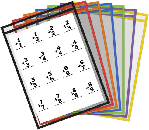 Thornton's Office Supplies Oversized Heavy-Duty Reusable Dry Erase Classroom Top-Load Pockets Sleeves Charts - Assorted