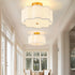 13.3"Semi 3-Light Flush Mount Ceiling Light Fixture, Modern Close to Ceiling Light With Fabric Flower-Shaped Shade
