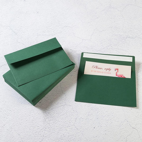 Wishop 100 Pack Dark Green A7 Envelopes, Self-Adhesive, 5x7 Envelopes for Invitations and Greeting Cards
