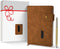 Promot PU Leather Notebook with Pen - A5 Lined Daily Journals for Writing, 200 Pages, Brown