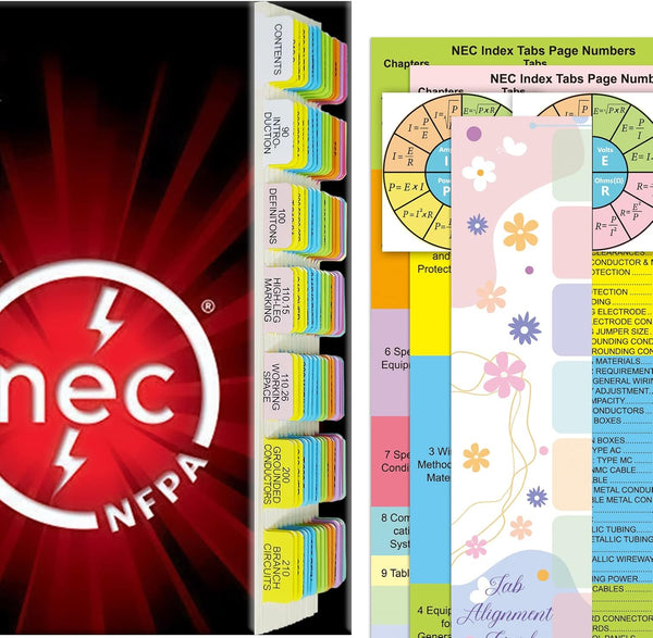 NEC Tabs, 120 Pcs for 2020 National Electrical Code, Color-Coded Laminated Tabs with Stickers