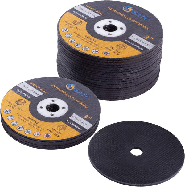 S SATC Grinder Wheel, 25 PCS Cut Off Wheels, 3 Inch Cut Off Wheel 3"x1/16"x3/8", Fits Any Angle Grinder Air Tool